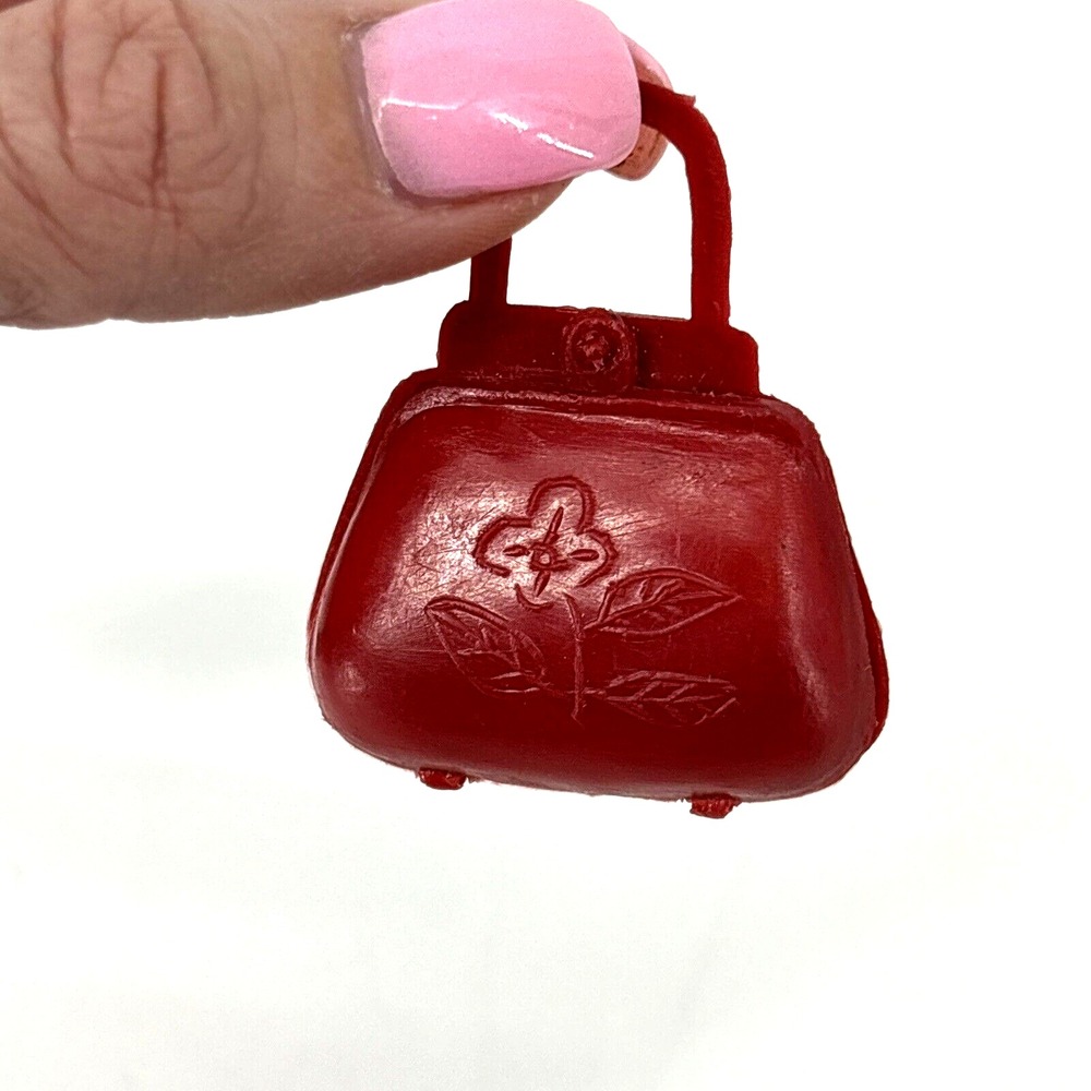 Vintage 1960s MADDIE MOD Barbie Doll Purse TRESSY Clone Red Handbag Floral
